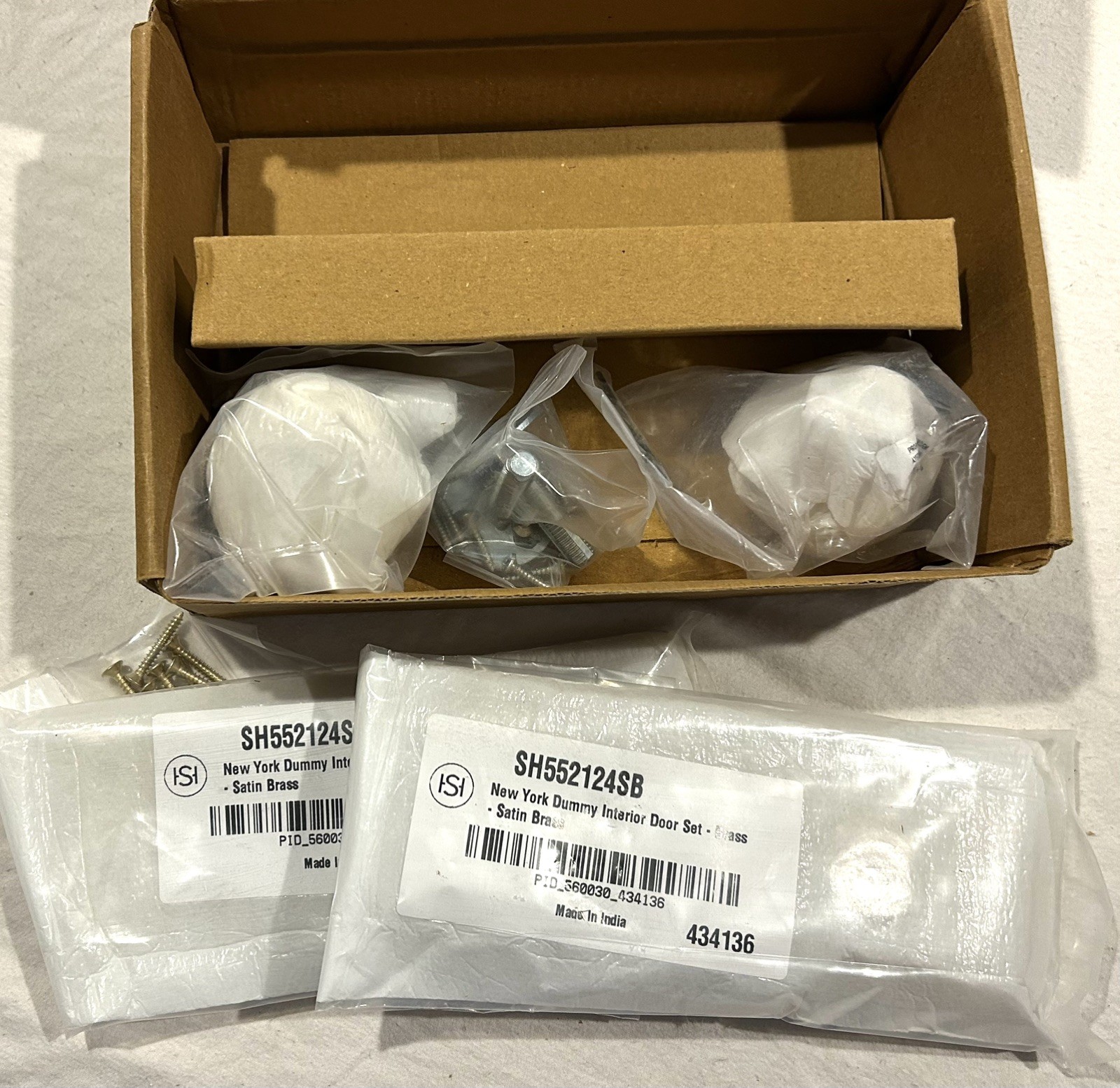 NEW Signature Hardware Hubbard Solid Brass Dummy Set Door Knob Set Satin Brass gallery