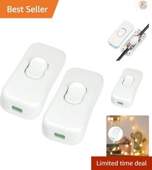 Easy To Install DPST Inline Switch – White Rocker Switch 2-Pack for Lamps