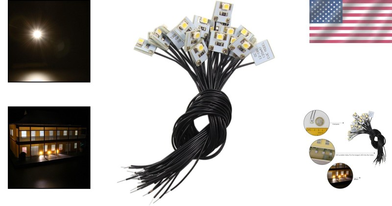 20pcs Warm White SMD 3528 LED Light Set 12V-18V for Models Dioramas gallery