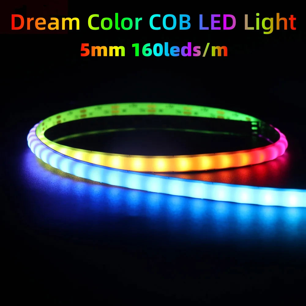 WS2812B COB Smart RGB Flexible LED Strip 5mm 5V 160LED/m Pixel Strip Addressable gallery