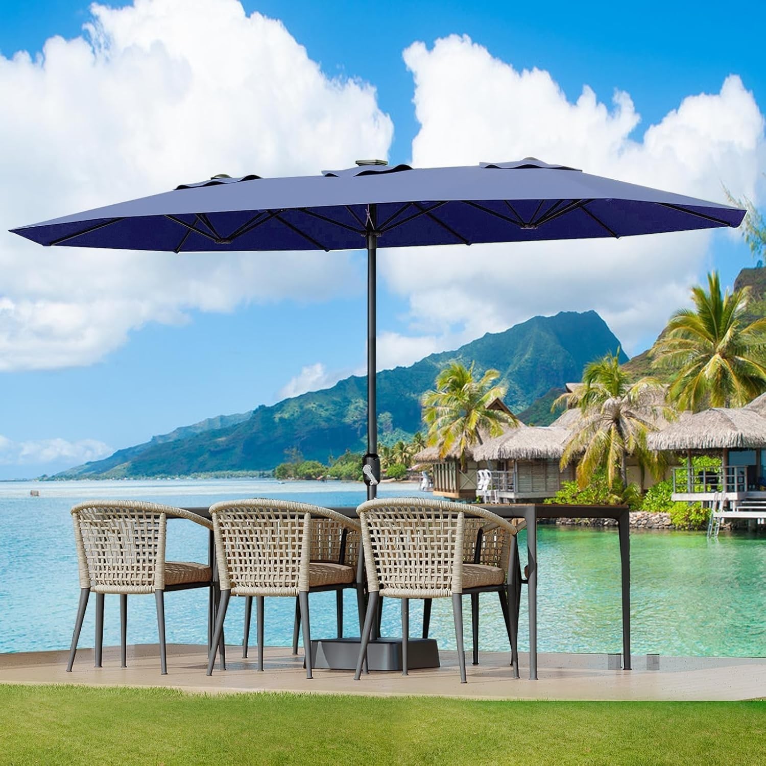 15ft Extra Large Patio Umbrella Market Umbrella Canopy with Base and 12 Ribs gallery