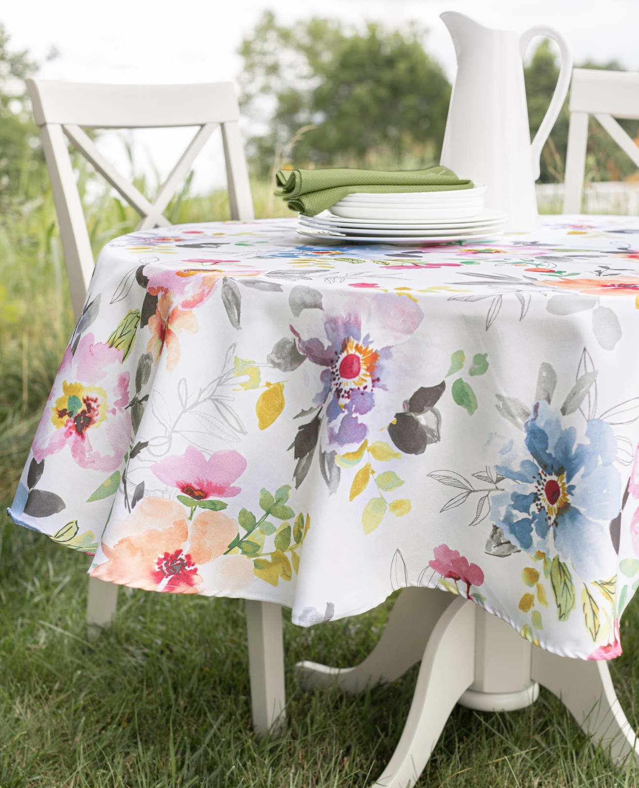 Spillproof Spring/Summer Durable Heavyweight Fabric Indoor Outdoor Tablecloth... gallery