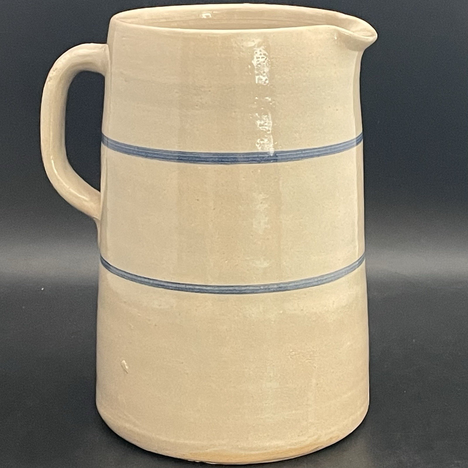 Marshall Pottery Blue Stripes Salt-Glazed Water Pitcher 1895-1905 USA 9.25"t 3qt gallery