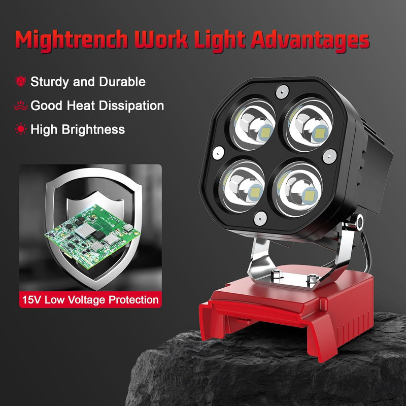 6000LM Work Light Compatible with Milwaukee 18V Battery, Portable 40W LED Light gallery