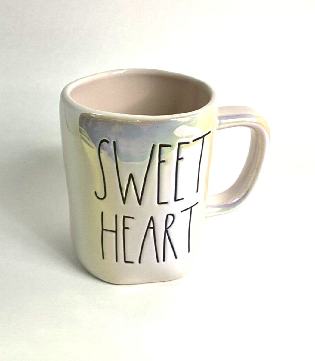 Rae Dunn 4 3/4”H Artisan Collection Pink Iridescent SWEET HEART Mug -323- gallery