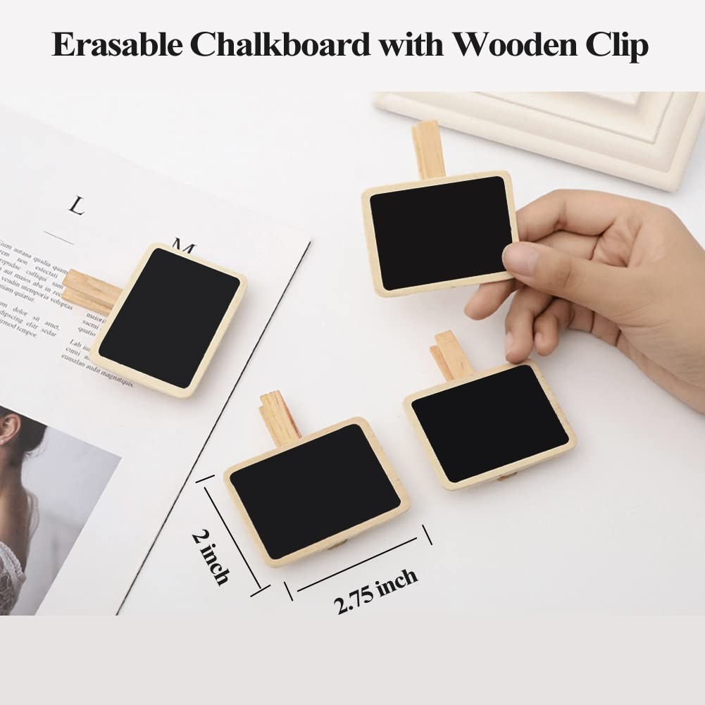 12 Mini Retangle Chalkboard Blackboard with Wooden Clip Message Board Signs a... gallery