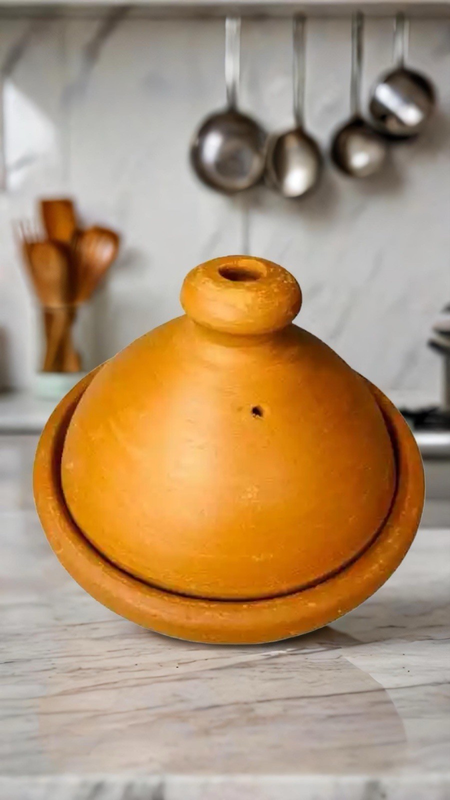 Handmade Moroccan Terracotta Tagine Pot – Unglazed Clay Cookware 8.75″D gallery