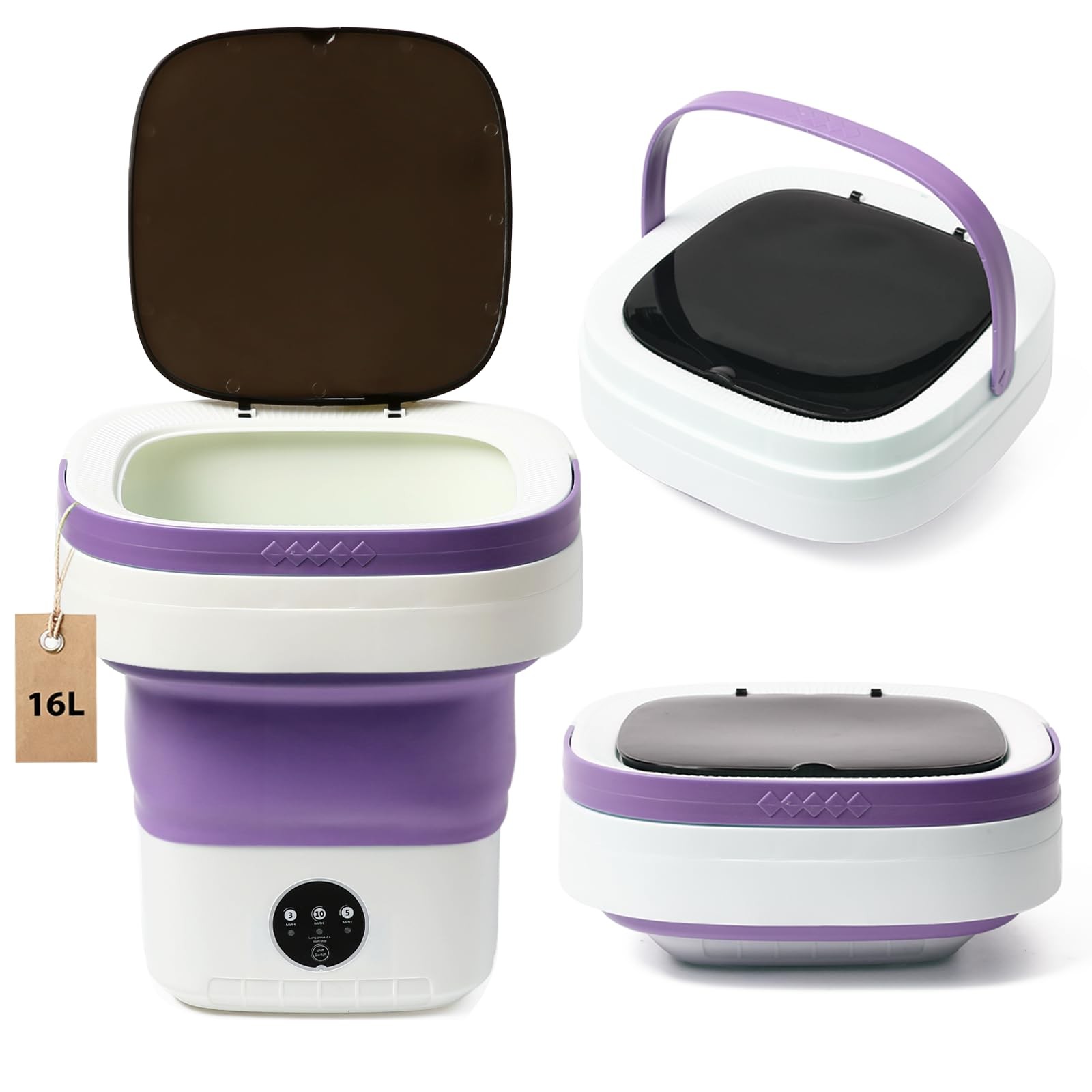 Mini Portable Foldable Washer - 16L Portable Washing Machine, Spin dryer, Sma... gallery