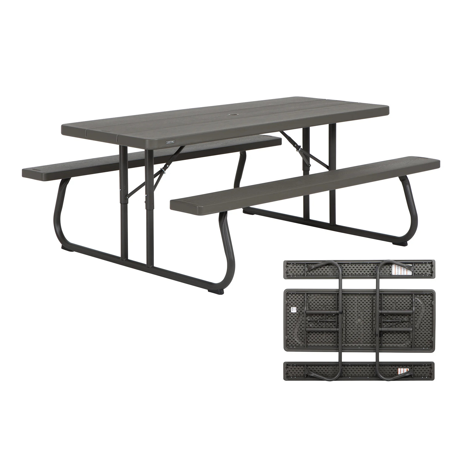 High Density Polyethylene Folding Picnic Table, 6 Feet Brown gallery