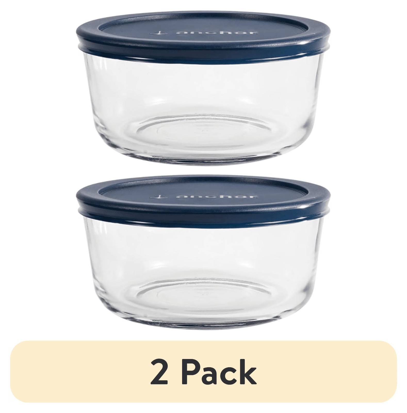 (2 pack) Anchor Hocking Glass Food Storage Container with Lid 4 Cup Round gallery