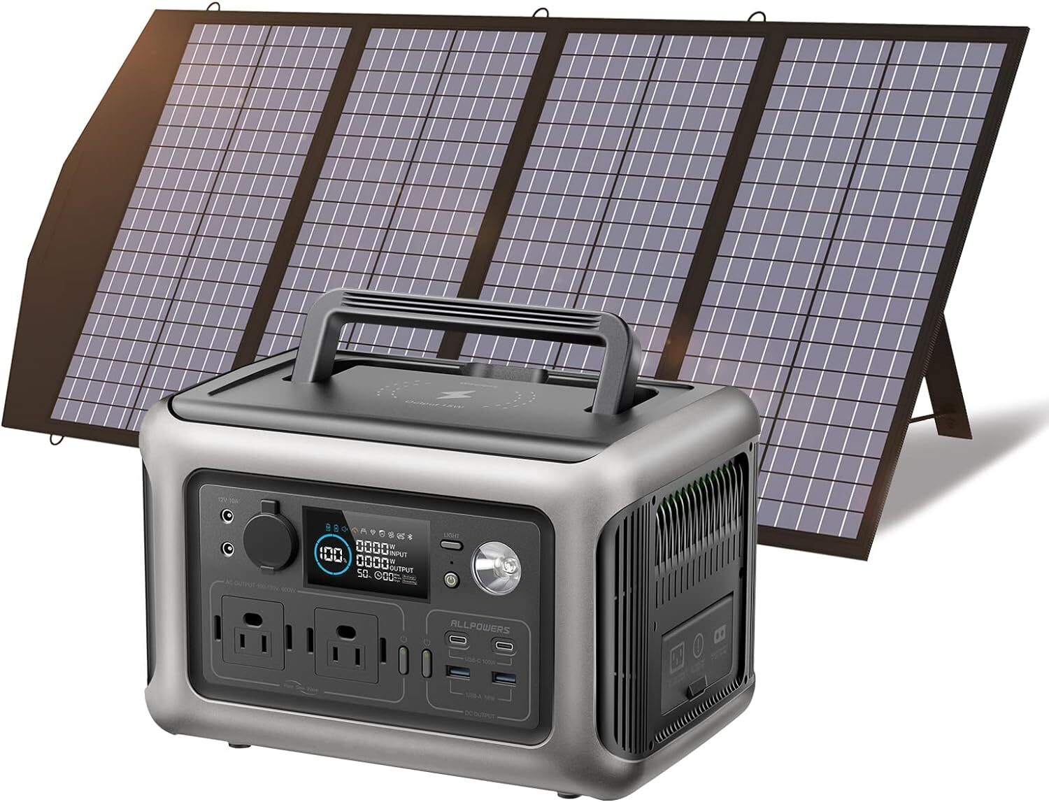 ALLPOWERS 600W 299Wh LiFePO4 Solar Generator with 140W Solar panel with MPPT,UPS gallery