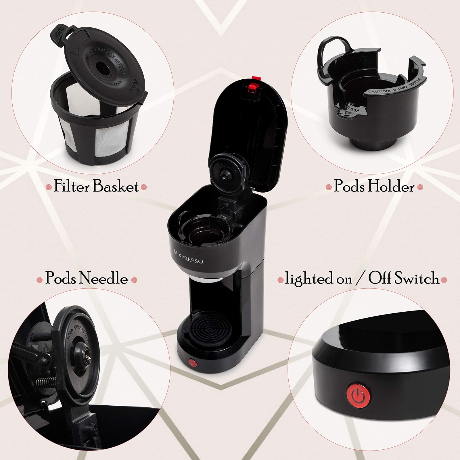 Mixpresso 2-in-1 Coffee Maker – Single Serve & Ground Coffee Brewer, Compact ... gallery