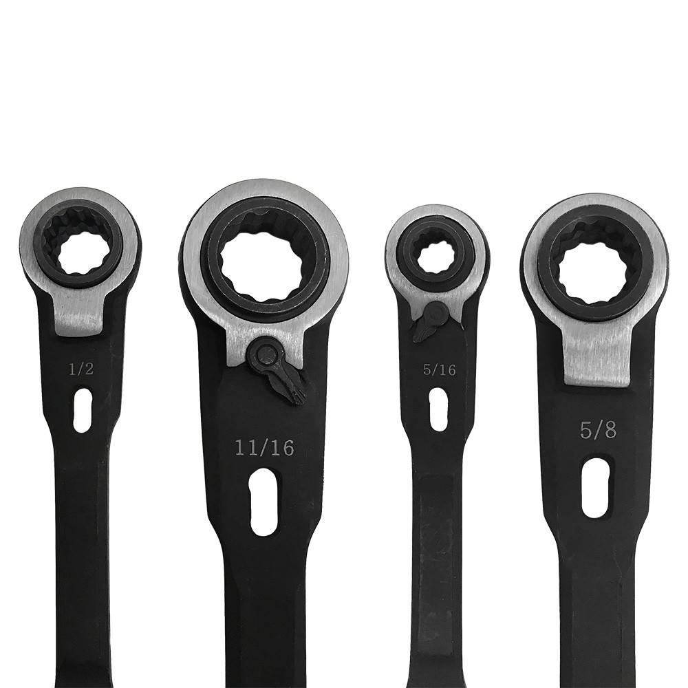 2 Pc 4 in 1 Double Box Ratcheting Wrench Ratch 6 Fasteners Star Spline SAE gallery