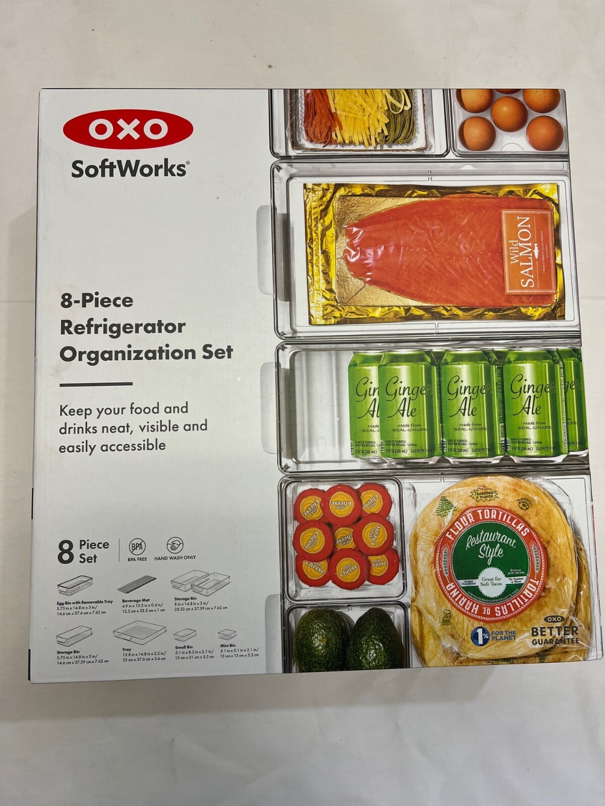 OXO 8pc Bin Fridge Starter Set, Various Sizes, Clear gallery