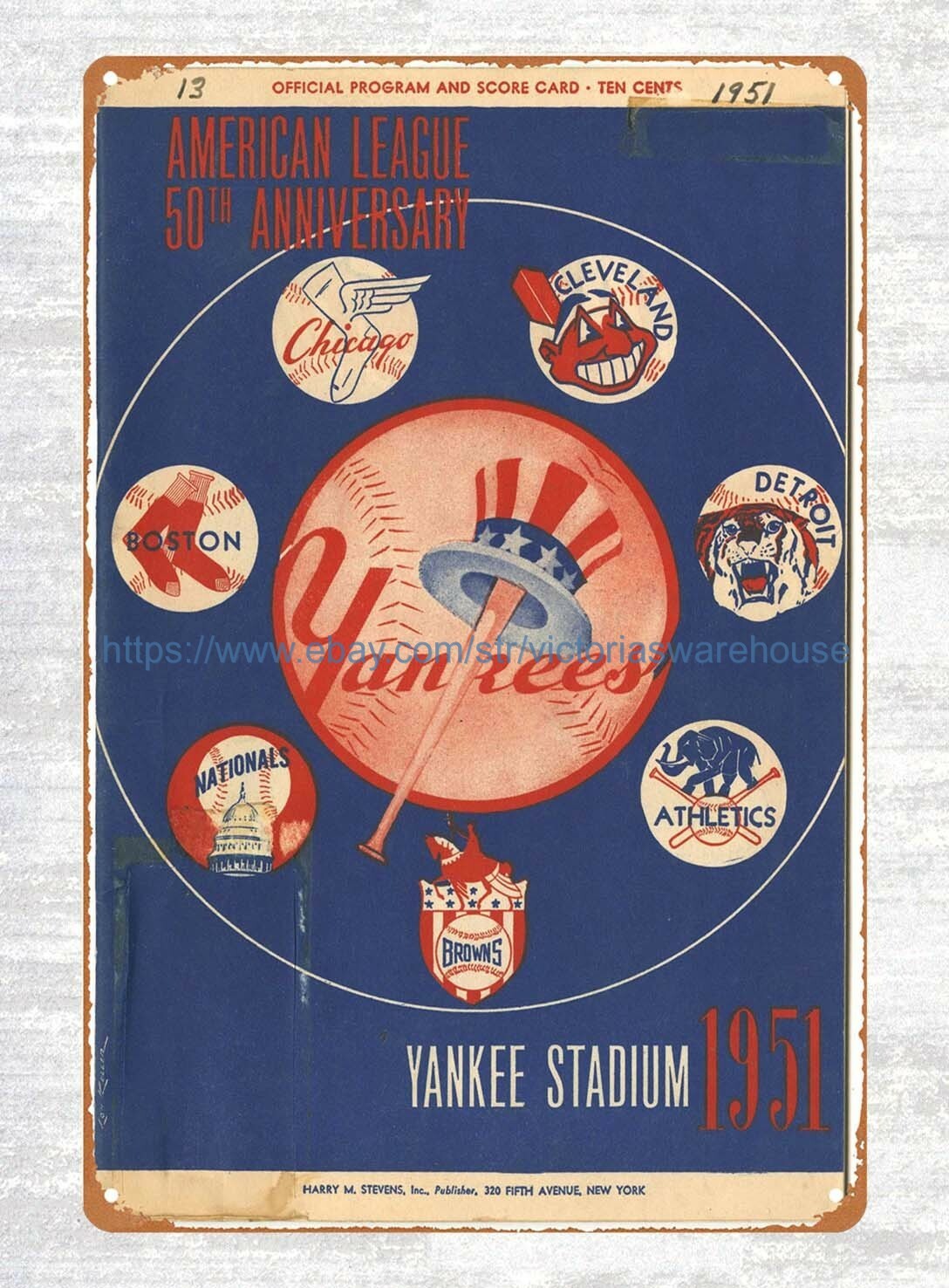 1951 Joe DiMaggio Last Regular Season Game baseball Program tin sign gallery