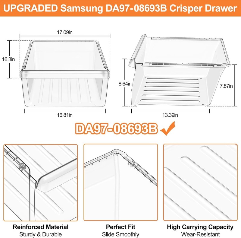 UPGRADED DA97-08693B Refrigerator Crisper Drawer Compatible with Samsung Refrige gallery