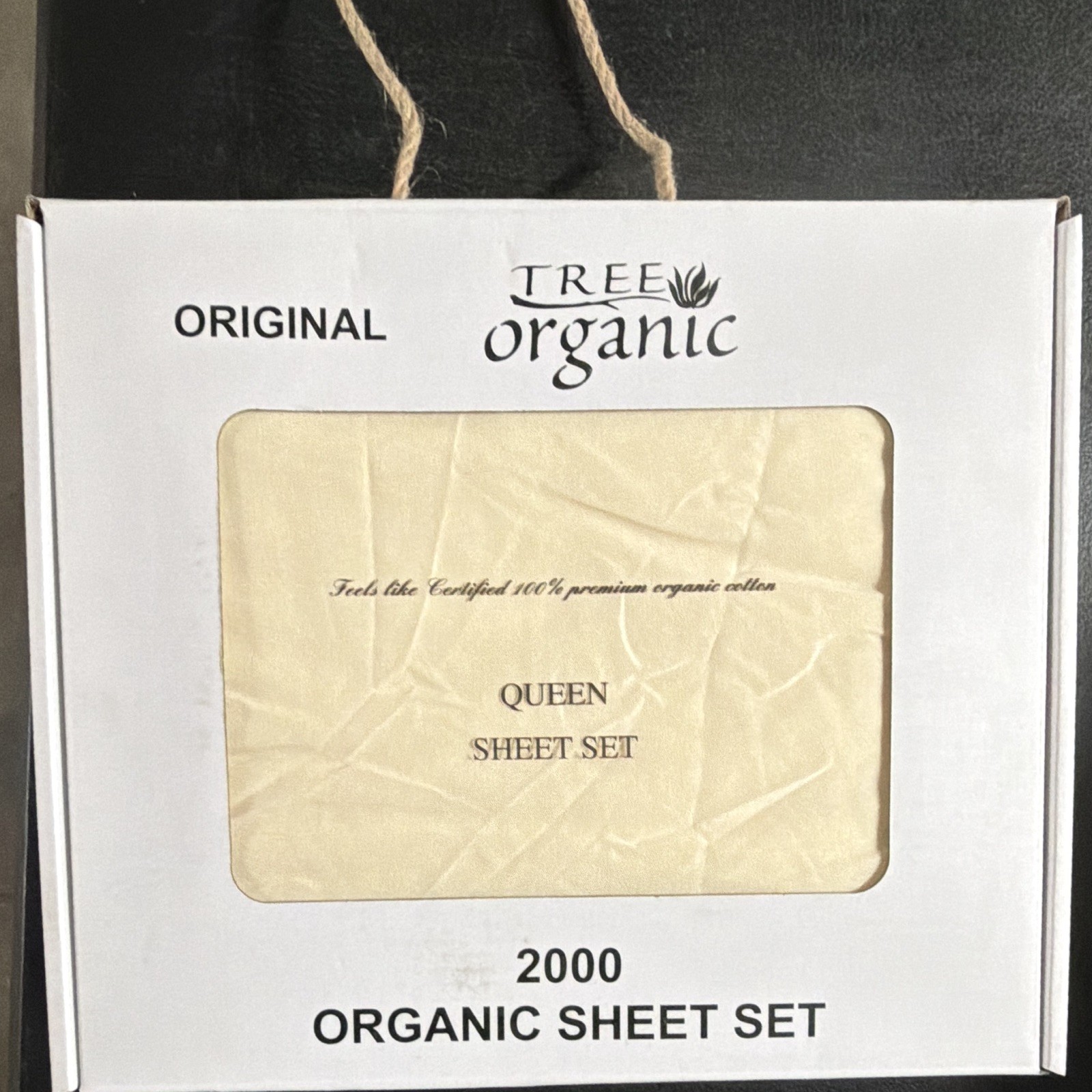 Tree Organic 2000 Organic Cotton Queen Sheet Set Beige Solid Deep Fitted gallery