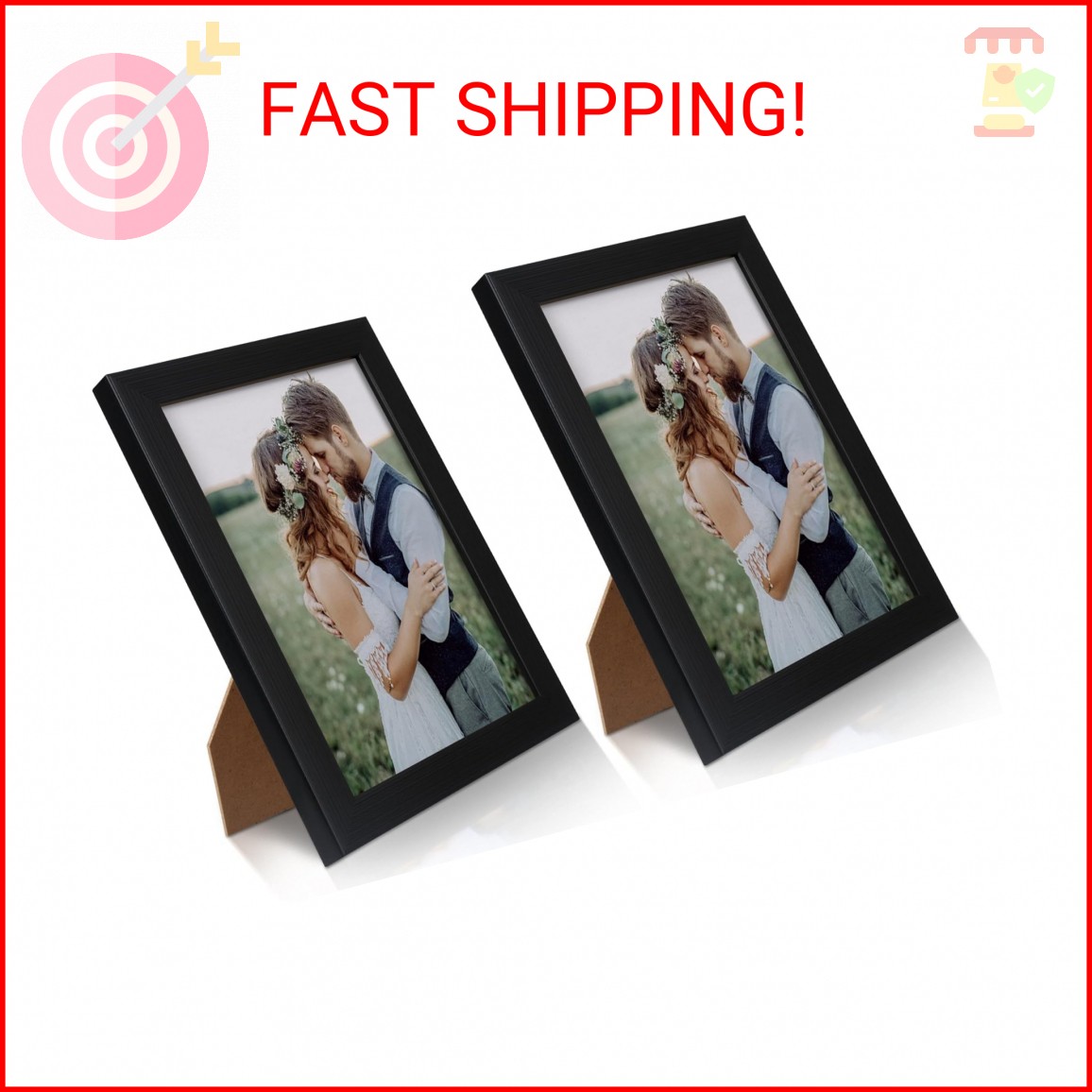 PECULA 2 Pack 5x7 Picture Frame, Black Picture Frame for Wall and Tabletop Displ gallery