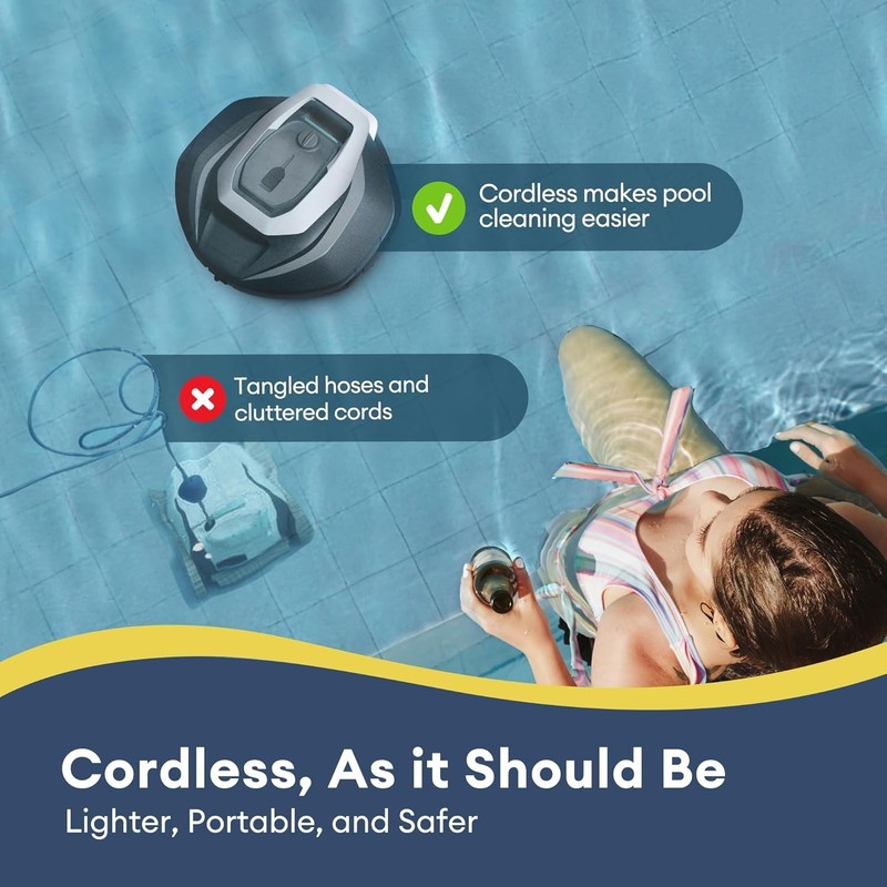 Cordless Robotic Pool Cleaner with Remote Up to 850 Sq.ft 90 Min Battery gallery
