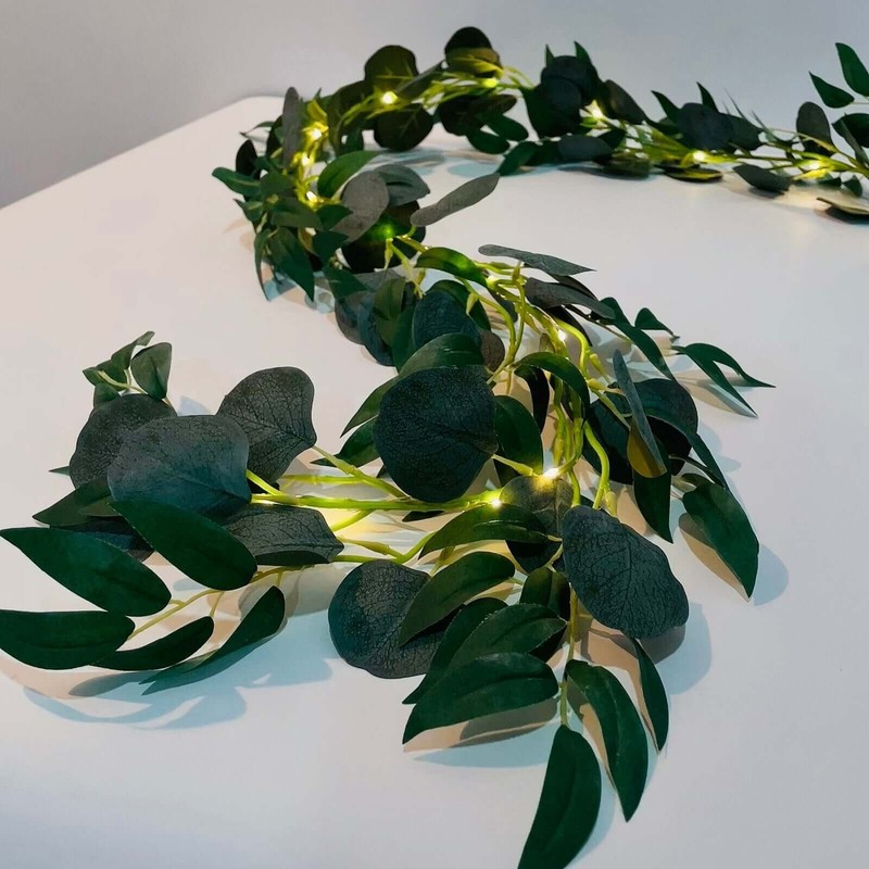 6 ft GREEN Artificial Eucalyptus Leaf GARLAND String Lights Party Decorations gallery