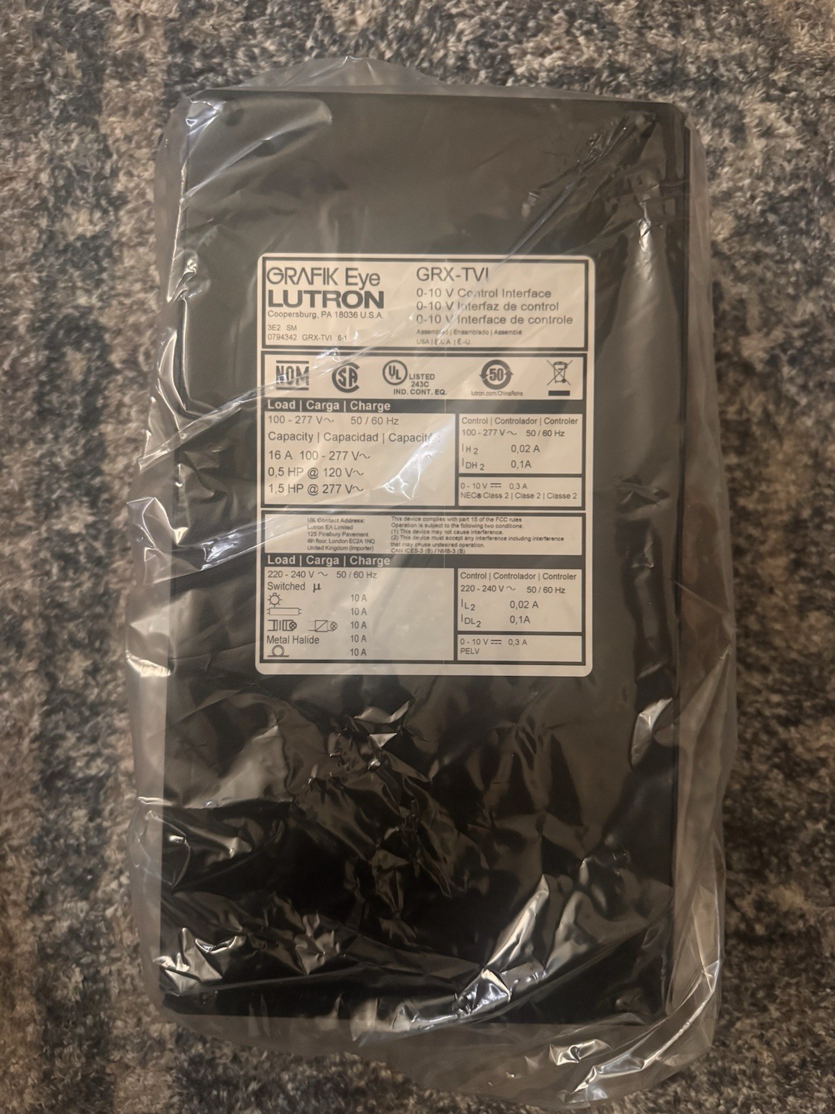 Lutron GRX-TVI Grafix Eye 0-10V Control Interface/Switching Module 100-277V 16A gallery