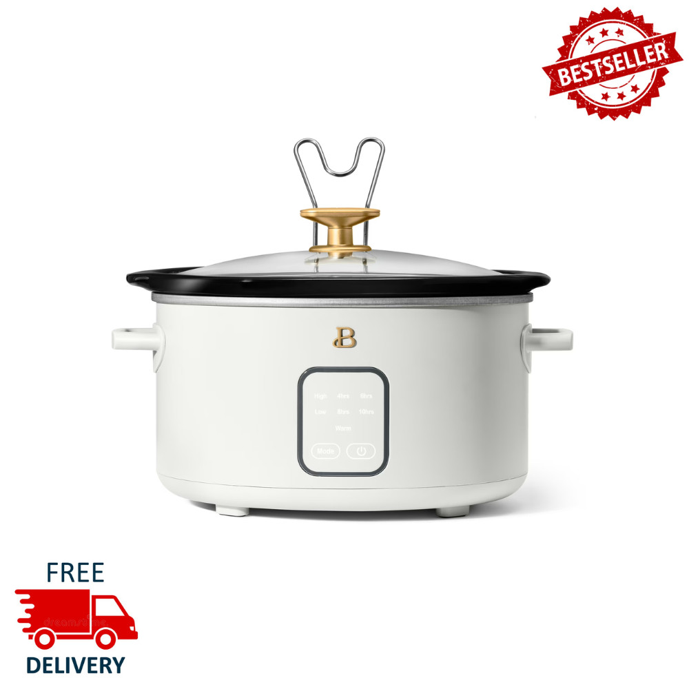 Beautiful 4Qt Slow Cooker, Touch Display, White Icing, by Drew Barrymore, New gallery