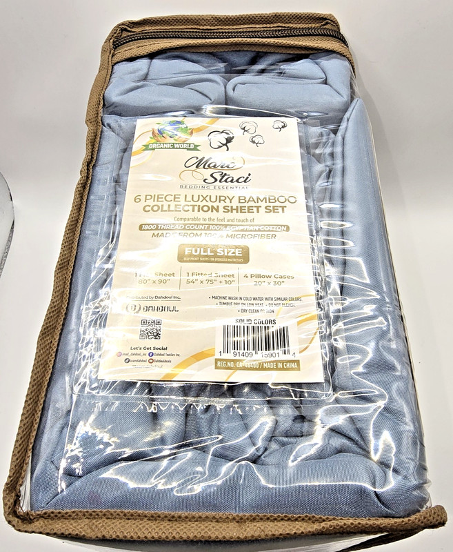 Luxury Bamboo 6 Piece Sheet Pillow Case Set Full 100% Microfiber Marc Staci *New gallery