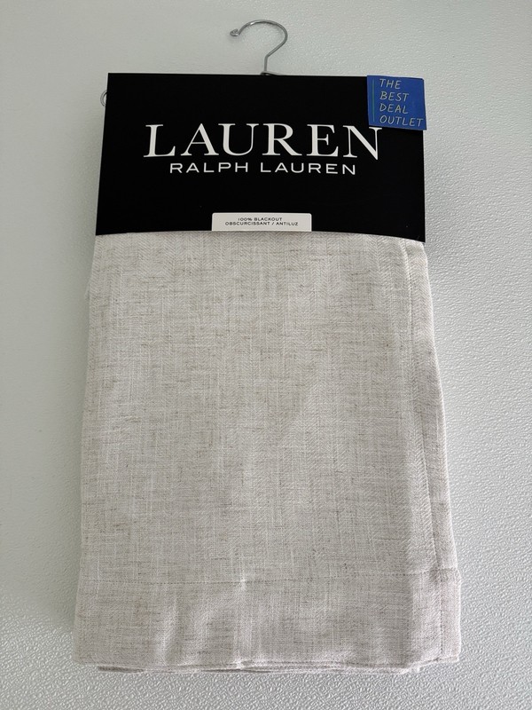 Ralph Lauren Window Curtains Blackout 2 Panel 52 x 108 Linen Natural Herringbone gallery