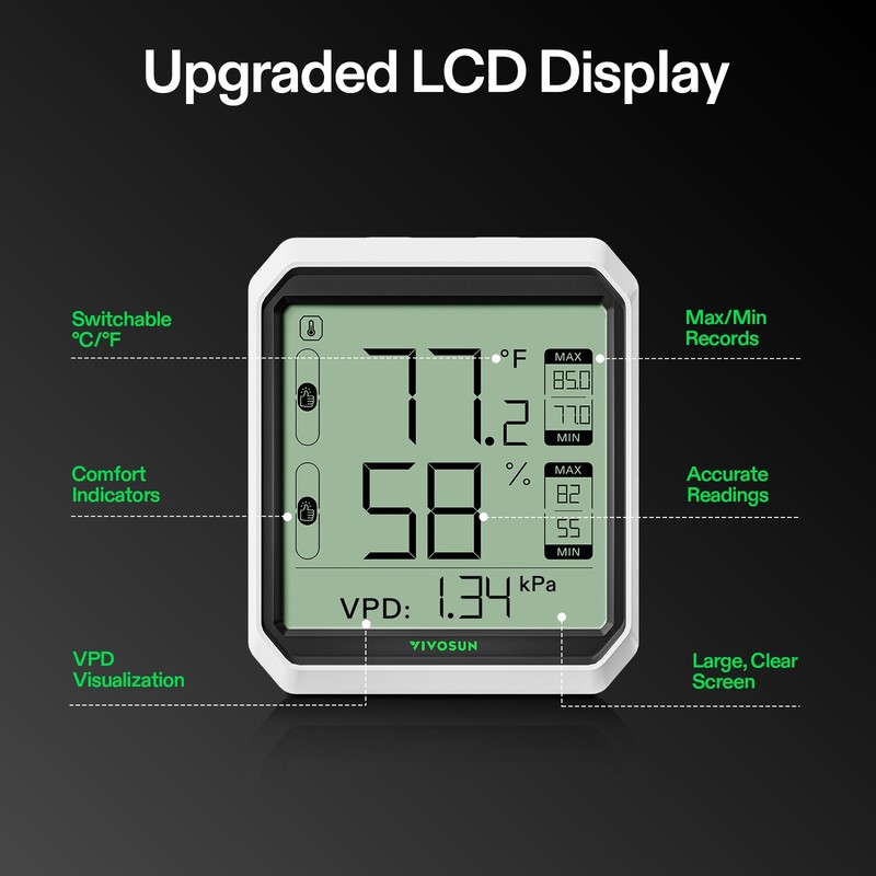 VIVOSUN Bluetooth Hygrometer Thermometer Indoor,Temperature Humidity Meter Alarm gallery