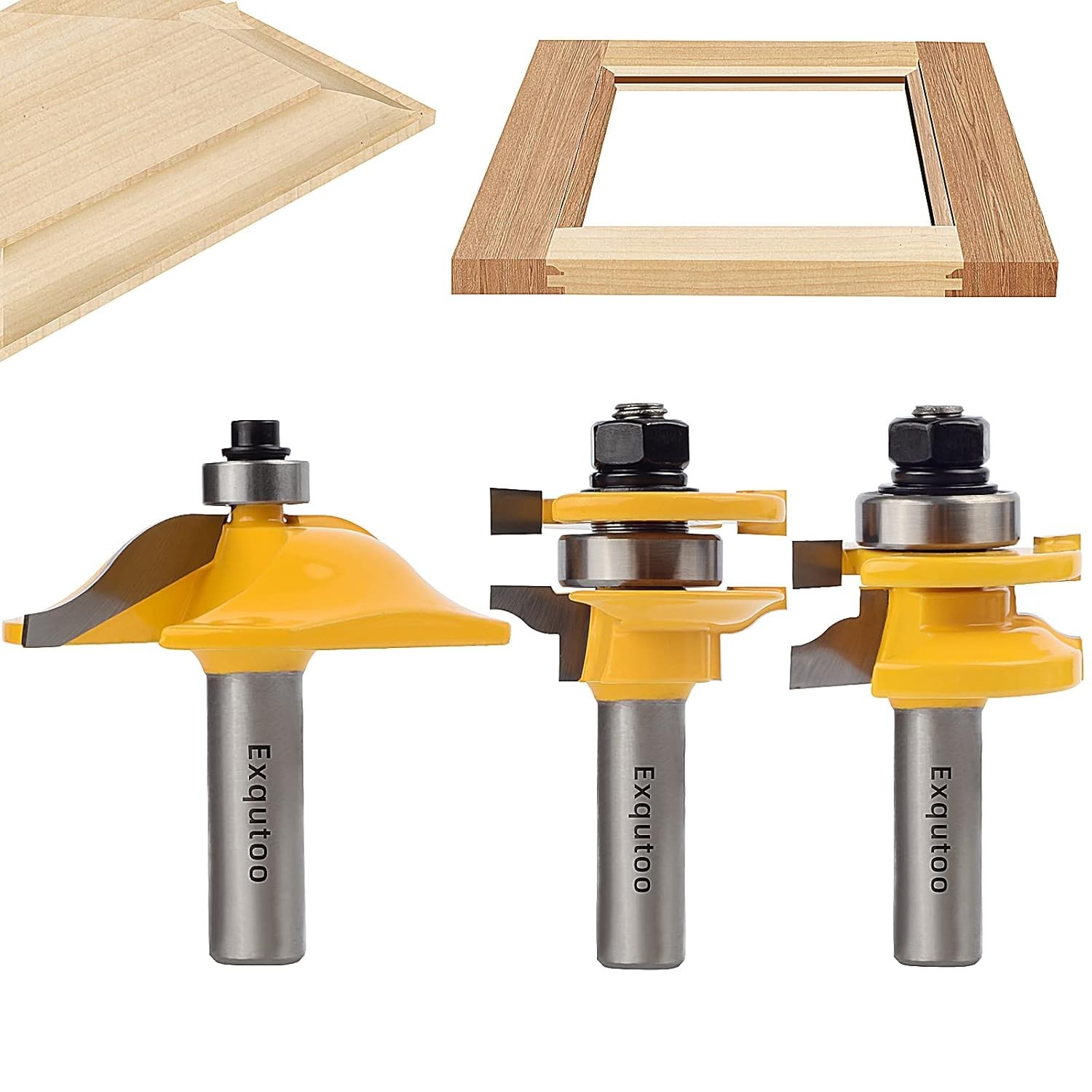 3PCS 1/2" Shank Router Bit Set, Raised Panel Cabinet Door Making Router Bits,... gallery