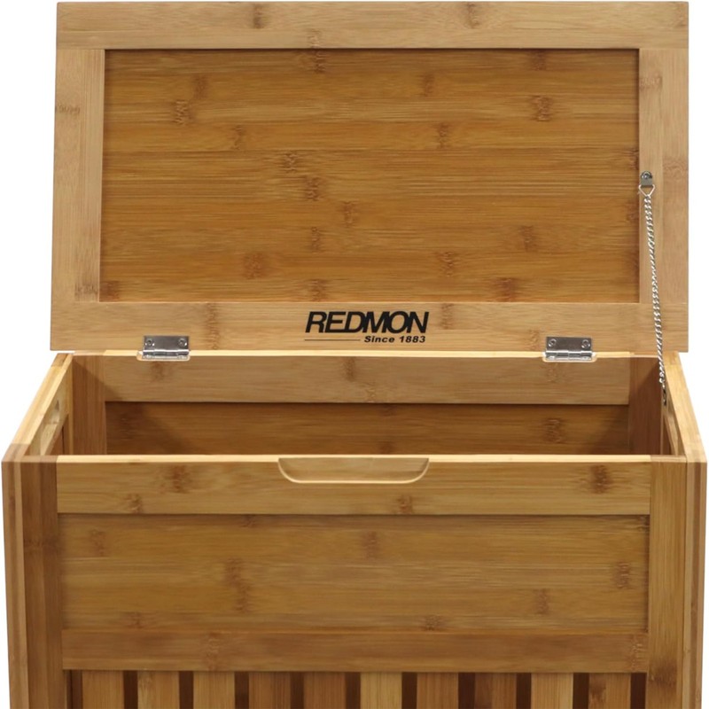 Redmon Bamboo Top Load Clothes Hamper, Full Size with Hinged Lid and Handles gallery