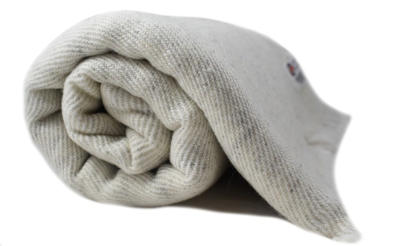 100% Cashmere Blanket/Throw/ Ivory Herringbone 54"x108"-Nepalese Handicraft Zone gallery