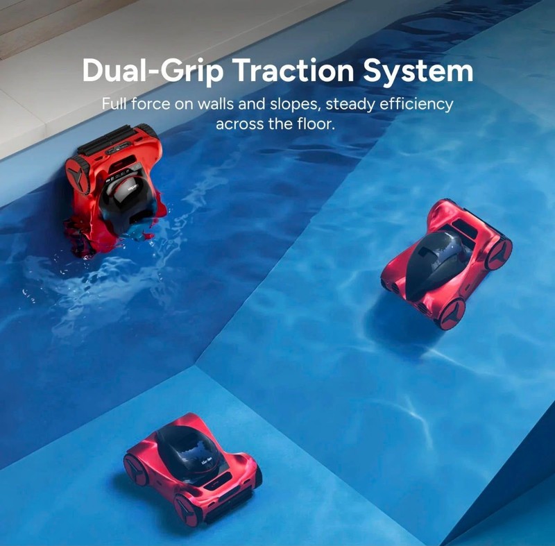 iGarden M1 AI Series Robotic Pool Cleaner AI-Powered Dual Suction Red/Black gallery