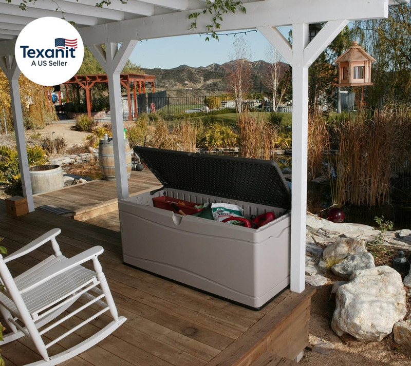 60012 Extra Large Deck Box, 130 Gallon, Desert Sand/Brown gallery