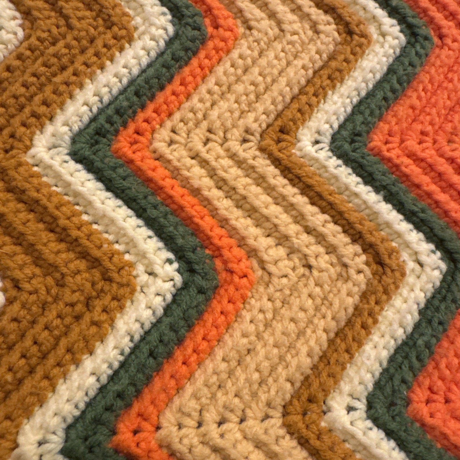 Vintage Crocheted Afghan Throw Blanket Zig Zag Chevron Granny Boho 80" x 40" gallery