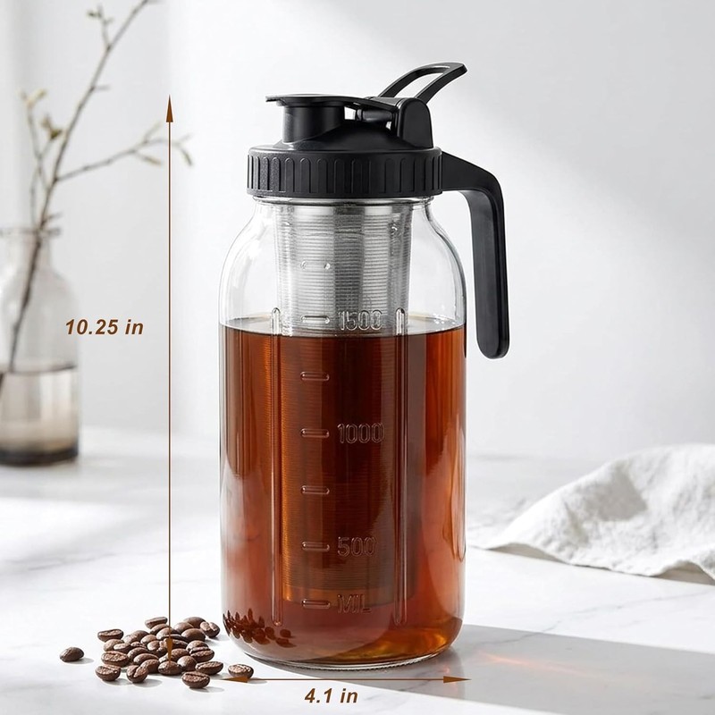 64 Oz Cold Brew Coffee Maker - Airtight Mason Jar with Stainless Steel Filter gallery