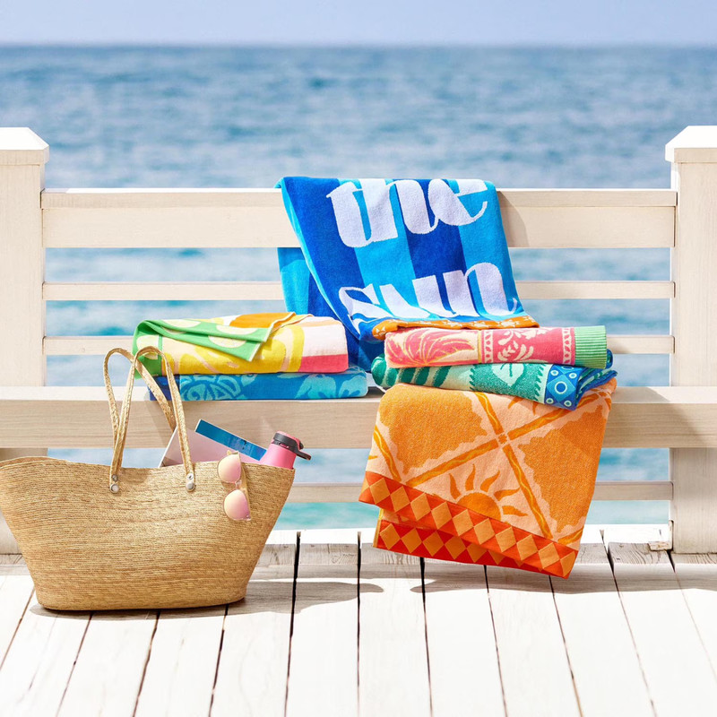 Members Mark Oversized Beach Towel 40x72 Blue Palm Tree Sunset Ocean Cotton New gallery