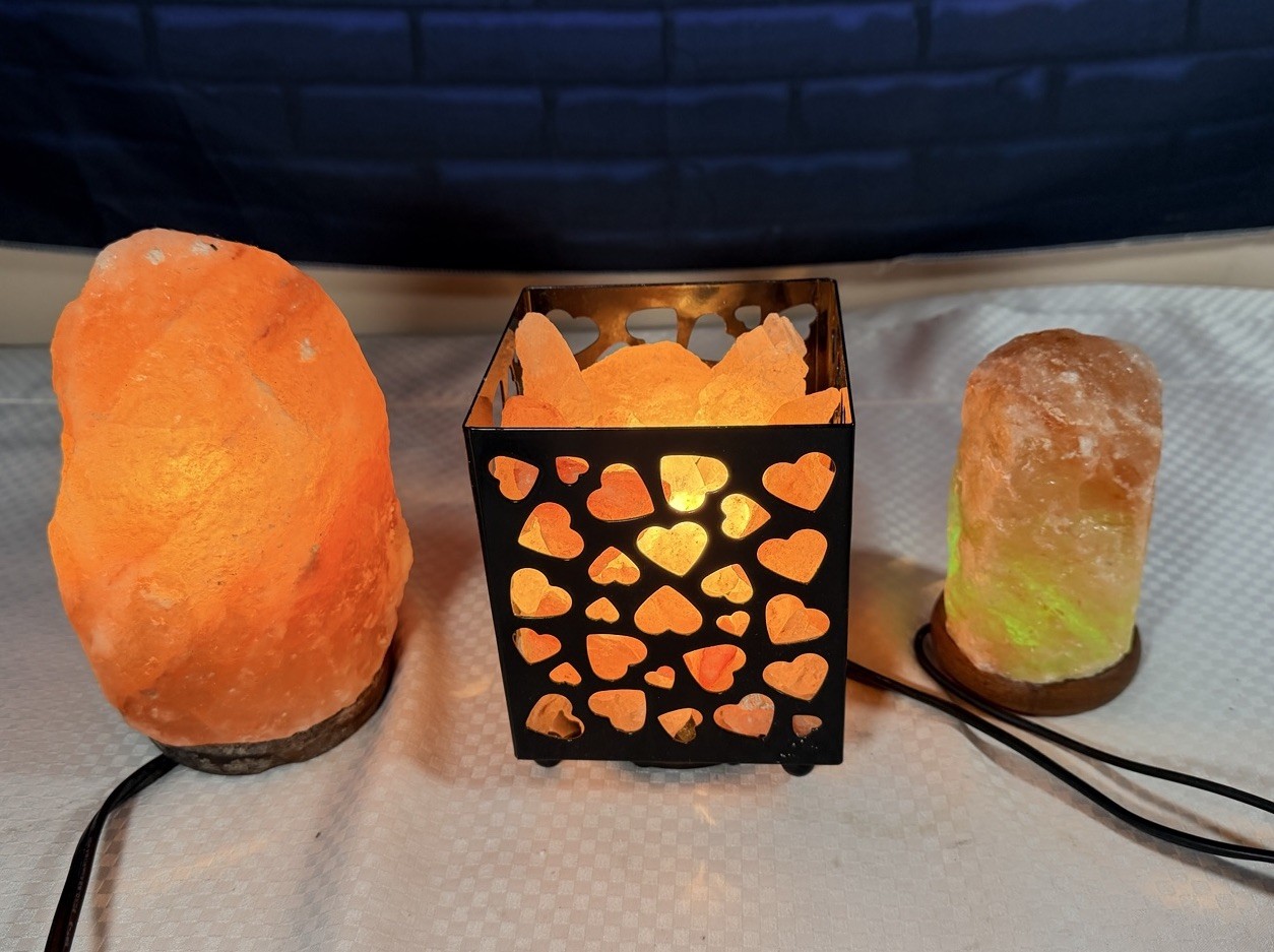 Himalayan Salt Lamp Multi-Color Pink Rock Stress Relief Light Therapy 3pc Lot gallery