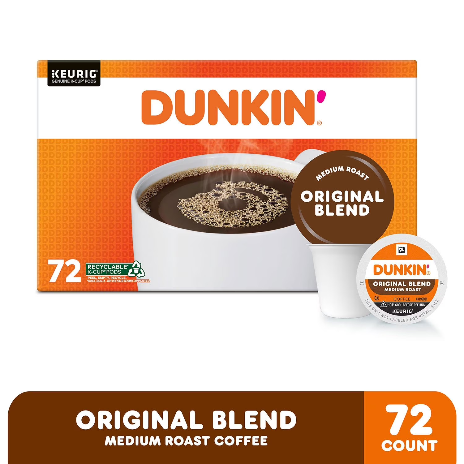 Dunkin' Donuts Medium Roast K-Cup Coffee Pods, Original Blend, 72 ct. gallery