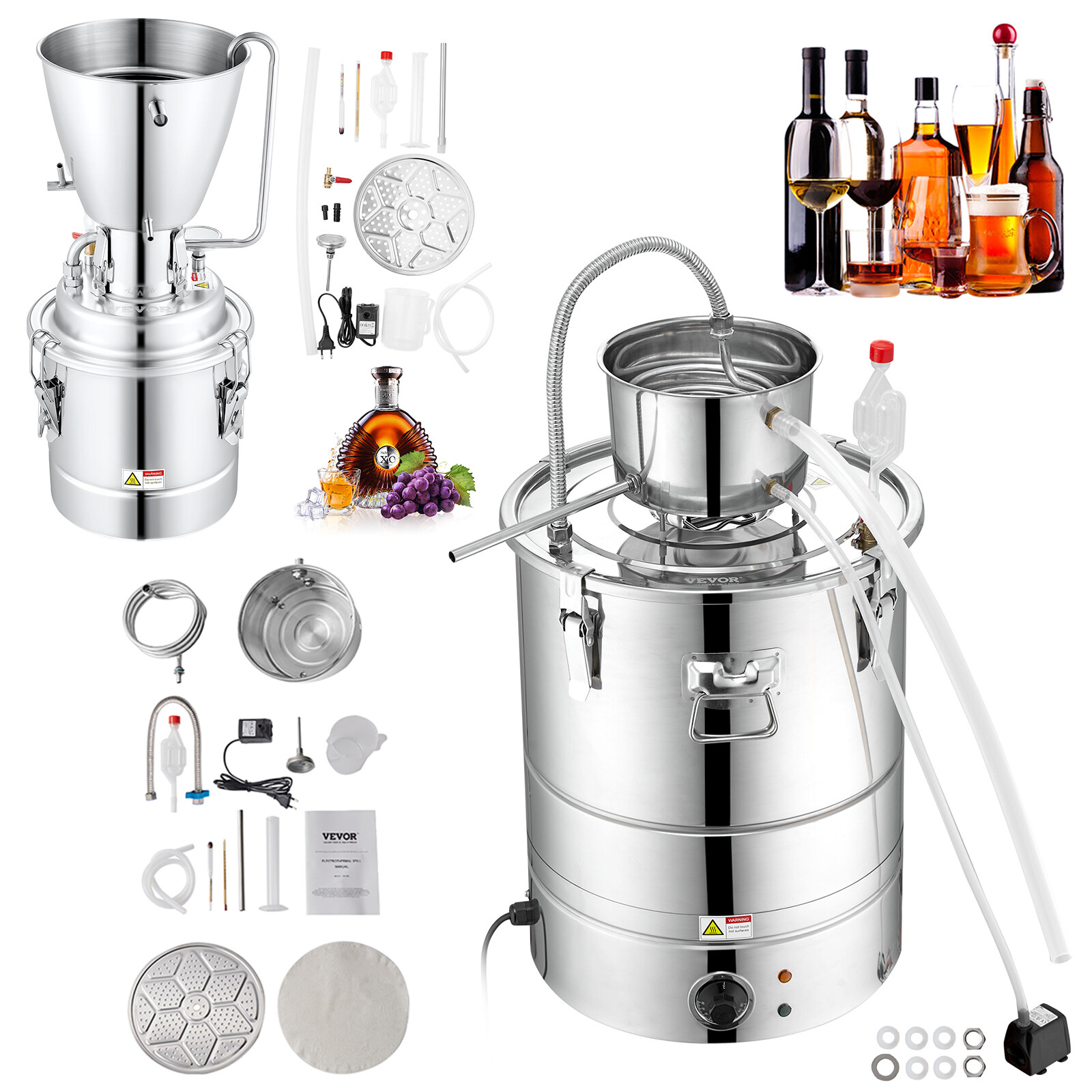 VEVOR Water Alcohol Distiller Machine Brewing Equipment DIY Whiskey Home Still gallery