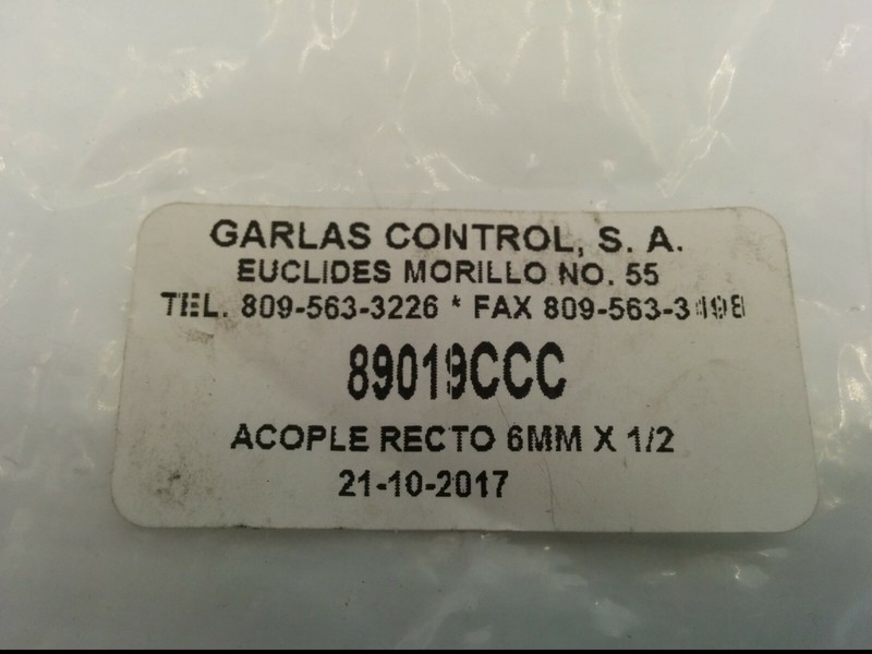 GARLAS CONTROL 89019CCC STRAIGHT COUPLING, 6mm x 1/2, PACKAGE OF 2, NIB gallery