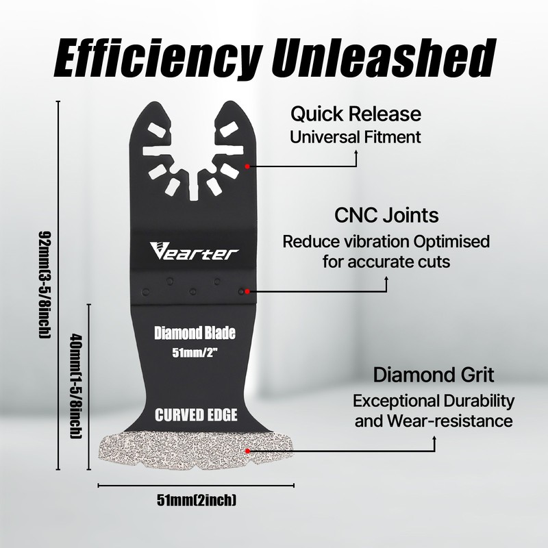 Vearter 5Pcs Diamond Oscillating Multi Tool Blade Mortar Cutting Grout Removal gallery