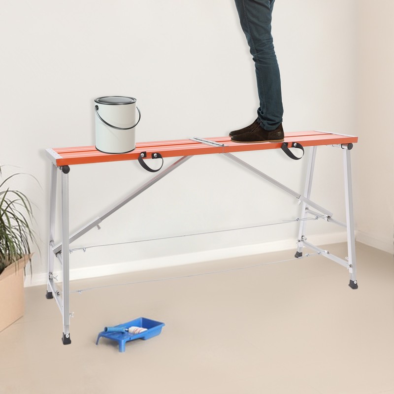 Work Platform Adjustable Height Portable Folding Scaffolding Platform 330lb Load gallery