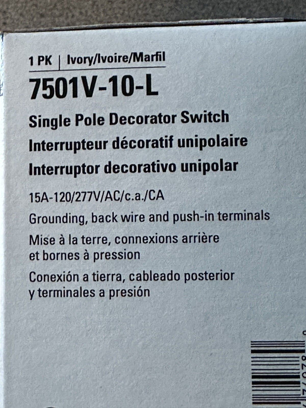 NEW 10 Pack Eaton Ivory Decorator Paddle Light Switch Rocker 15A 1Pole 7501V LOT gallery