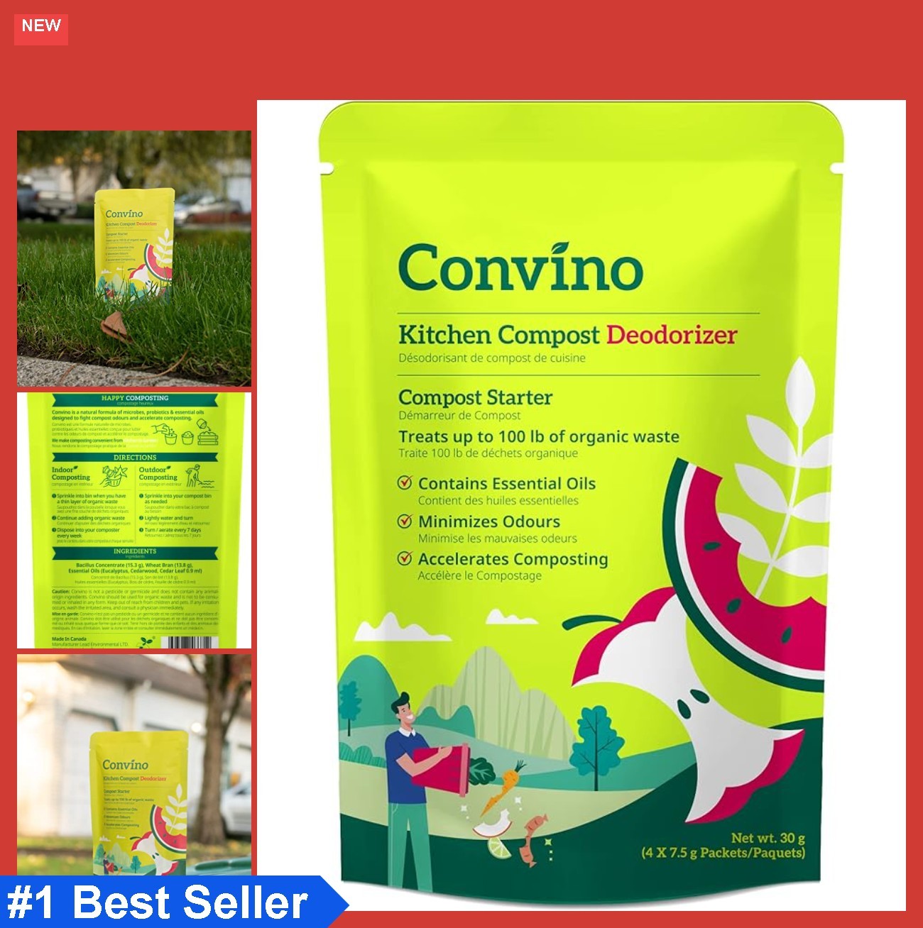 Compost Starter Accelerator 4 Packets Reduces Odors Indoor Outdoor Waste 75lb gallery