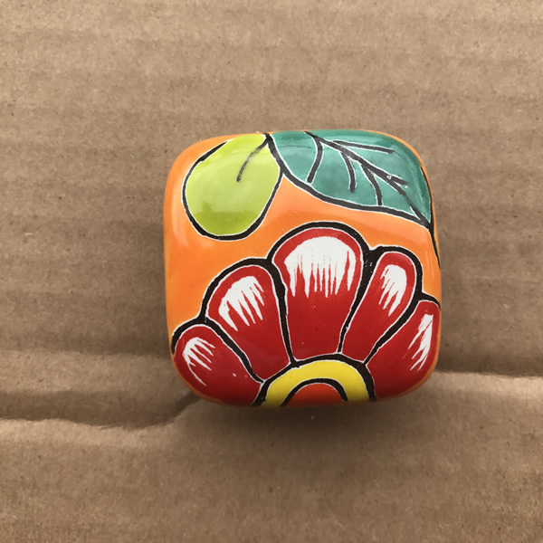 C30 TALAVERA CABINET DRAWER PULL CERAMIC KNOB FLOWER DESIGN Amigos Pottery MX gallery