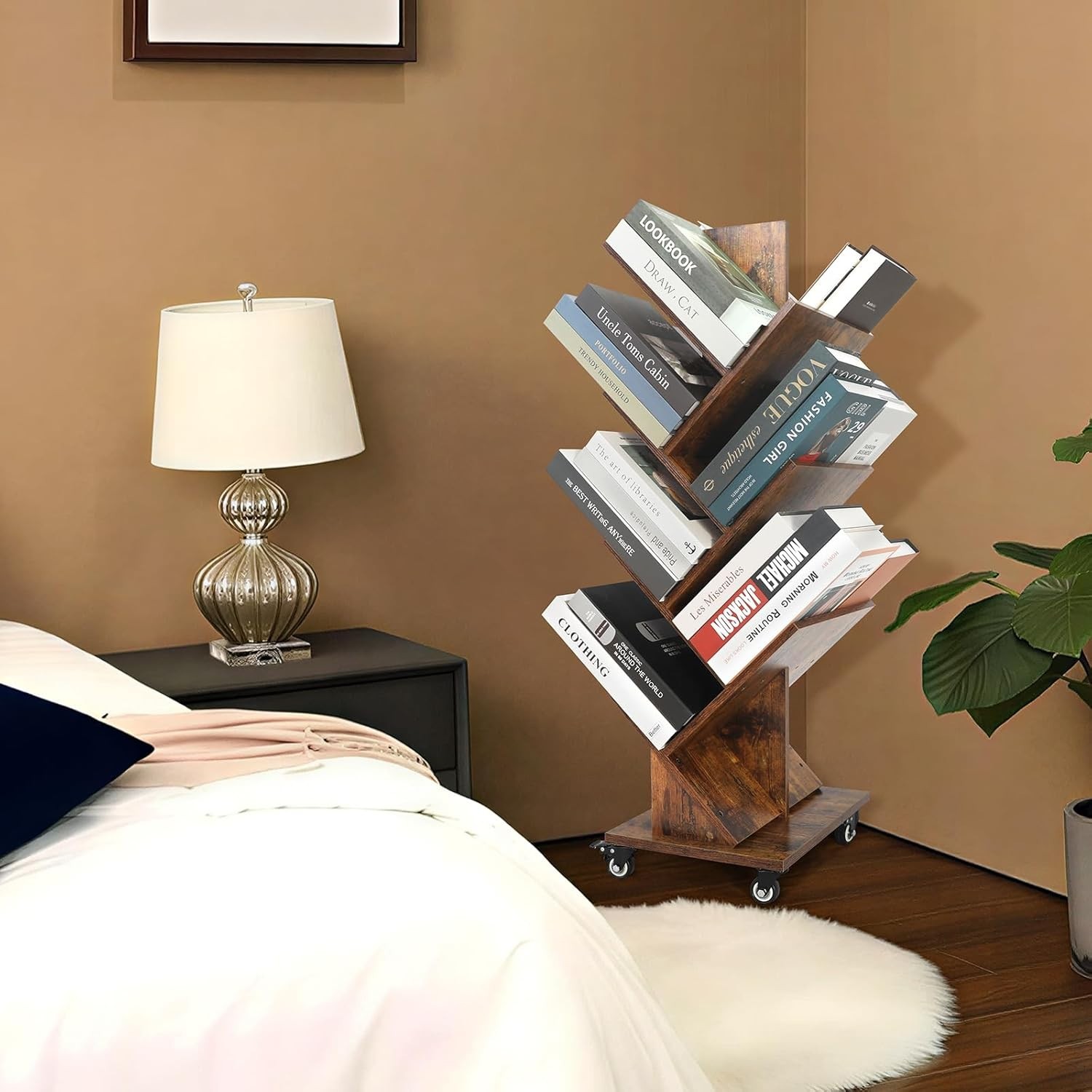 360° Rotating Tree Bookshelf - 7-Tier Space-Saving Storage for Small Spaces gallery