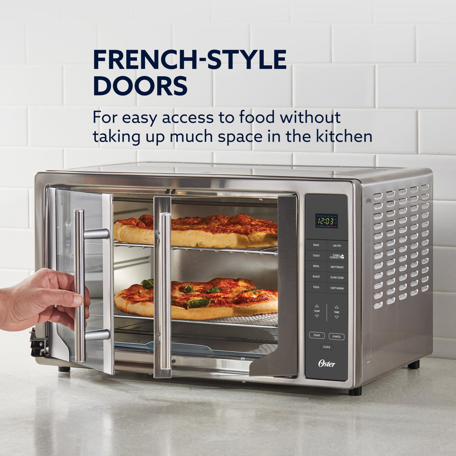 Toaster Oven 42L Extra Large French Door 10-in-1 Air Fryer Oster Stainless Steel gallery