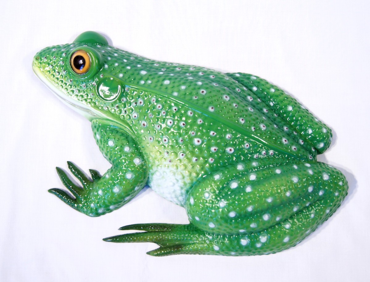 Hand Painted 16" Green Frog Wall Mount Decor Sculpture 33F gallery