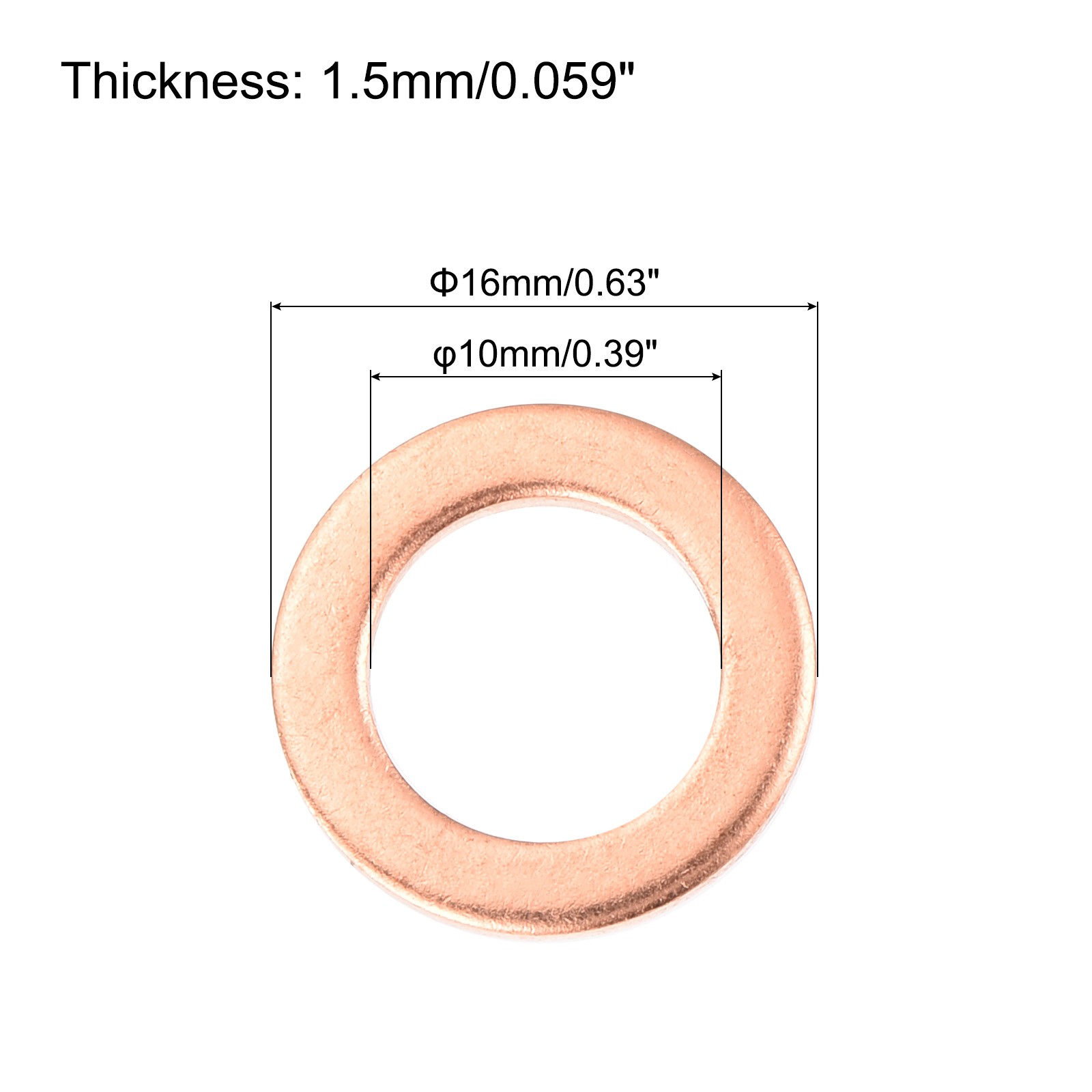 22 Pcs Flat Copper Washers 10x16x1.5mm Copper Flat Sealing Ring Washers gallery